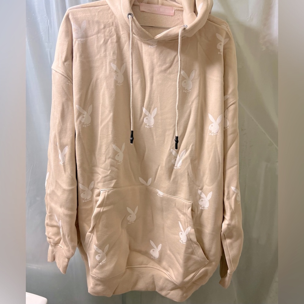 MISSGUIDED PLAYBOY OVERSIZED HOODIE DRESS